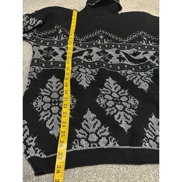 NOS VTG 80s ROSE Black Silver Lurex Turtleneck Sweater NWT USA Made Size 20W/XXL - Picture 9 of 10